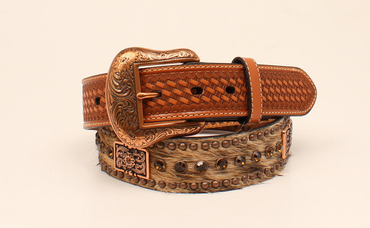 NOCONA RHINESTONE CALF HAIR BELT