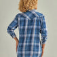 WRANGLER WOMEN'S LONG SLEEVE WESTERN SNAP PLAID DENIM SHIRT IN BLUE PLAID