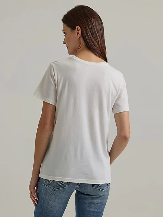 WOMEN'S WRANGLER NOSTALGIA LOGO REGULAR FIT TEE IN MARSHMALLOW HEATHER