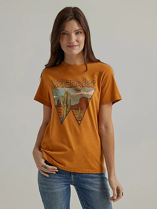 WOMEN'S WRANGLER SOUTHWESTERN GRAPHIC REGULAR FIT TEE IN THAI CURRY HEATHER