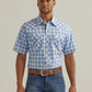 WRANGLER MENS RETRO® SHORT SLEEVE WESTERN SNAP WITH- SKY BLUE PLAID