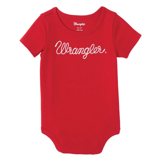 WRANGLER BABY GIRL'S ROPE LOGO BODYSUIT IN RED