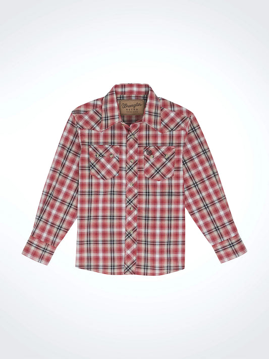 Boy's Wrangler Retro® Western Snap Plaid Shirt