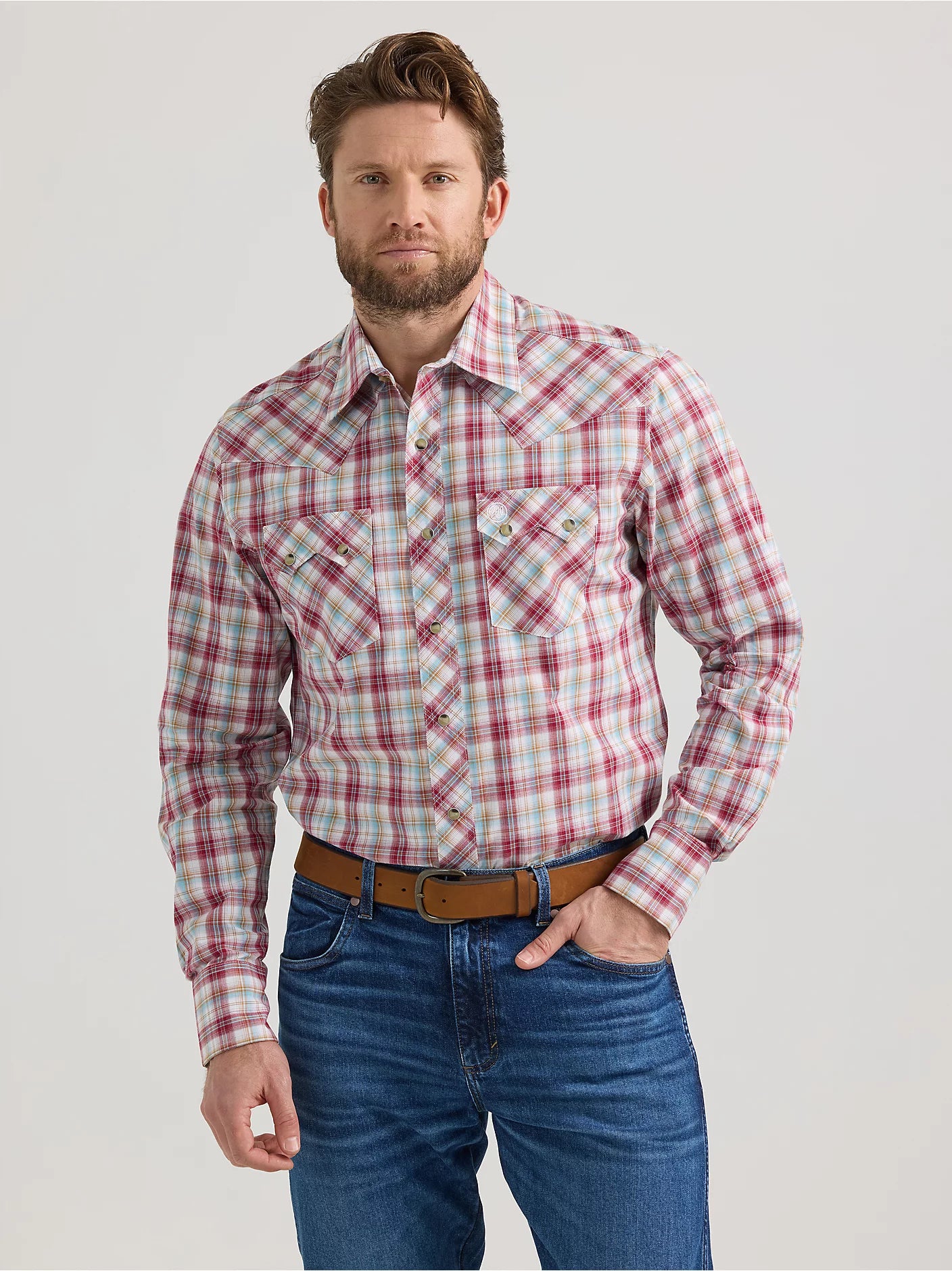 Men's Wrangler Retro® Long Sleeve Sawtooth Snap Pocket Western Shirt