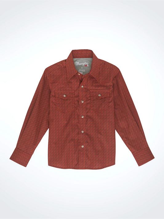 Boy's Wrangler® 20X® Advanced Comfort Western Snap Print Shirt