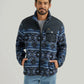 MEN'S WRANGLER ZIP FRONT LIGHTWEIGHT RIPSTOP YOKE SHERPA JACKET IN BLUE SHADOW