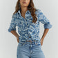 WOMEN'S GEOMETRIC COWBOY SNAP SHIRT IN LIGHT WASH