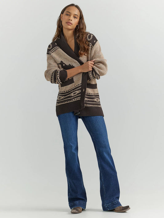 WOMEN'S WRANGLER RETRO® DESERT CARDIGAN IN CHOCOLATE