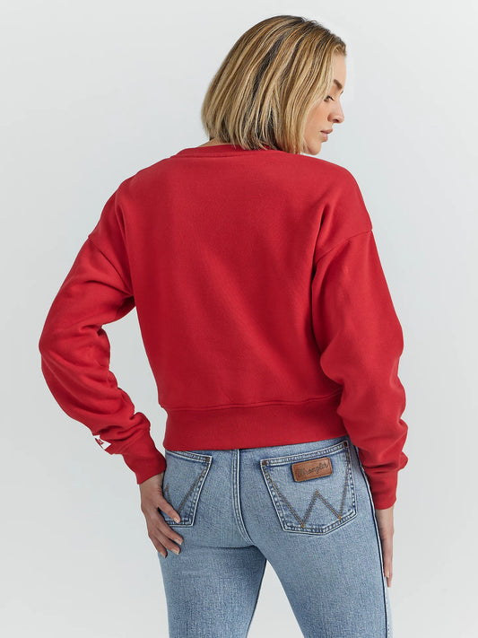 WOMEN'S LONG LIVE COWBOYS CREW SWEATSHIRT IN RED