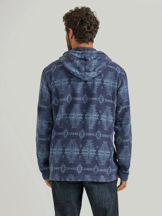 Quarter Zip Hooded Popover Jacket in Sapphire Way