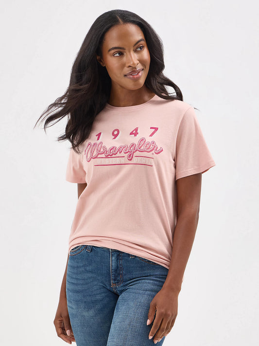 Women's Wrangler Nostalgia Logo Regular Fit Tee in Misty Rose