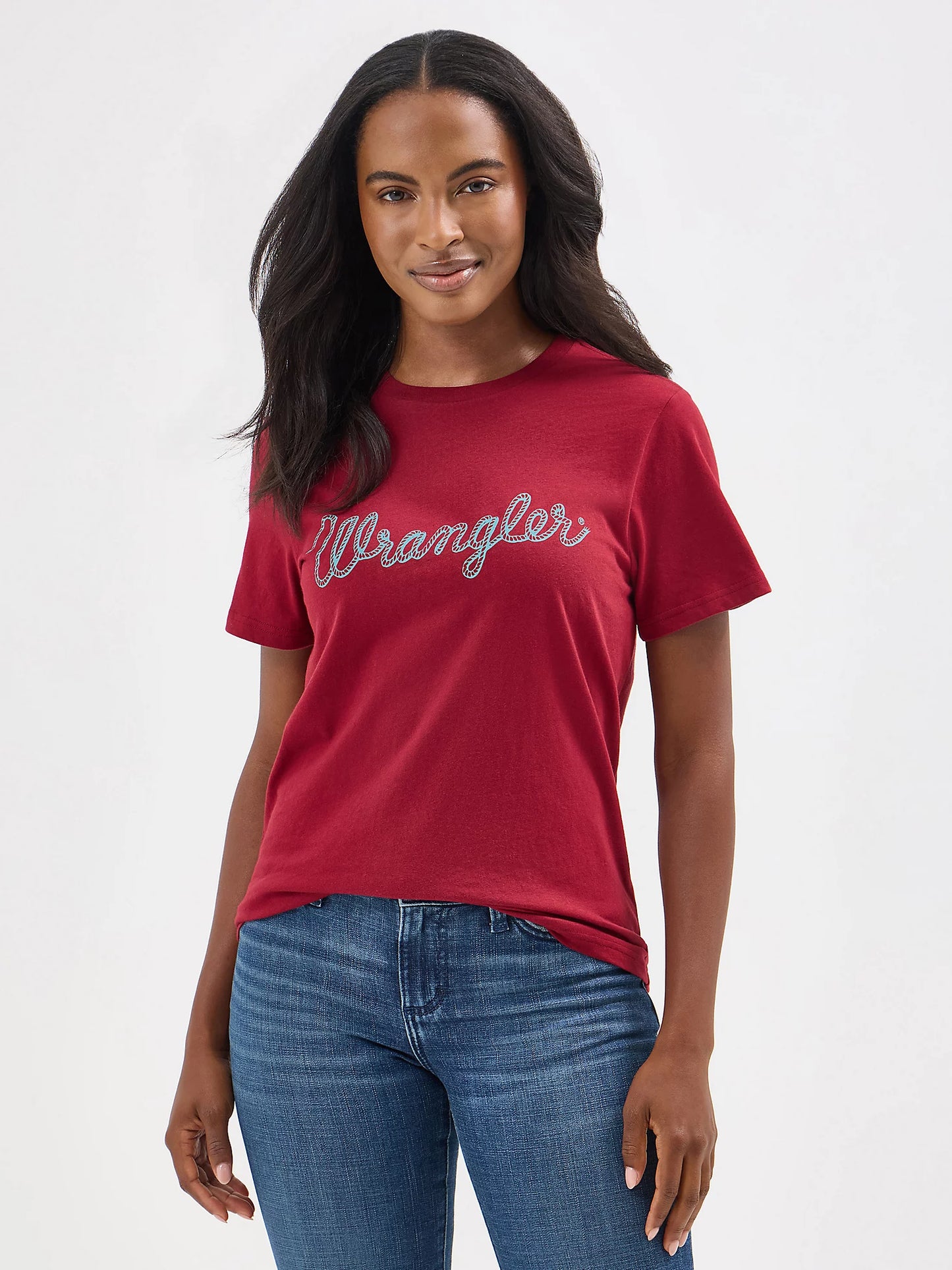 Women's Wrangler Kabel Logo Vibrant Reg Fit Tee in Very Berry