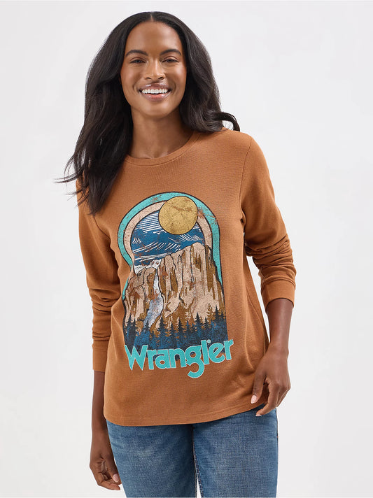 Women's Long Sleeve Thermal Graphic Tee in Argan Oil