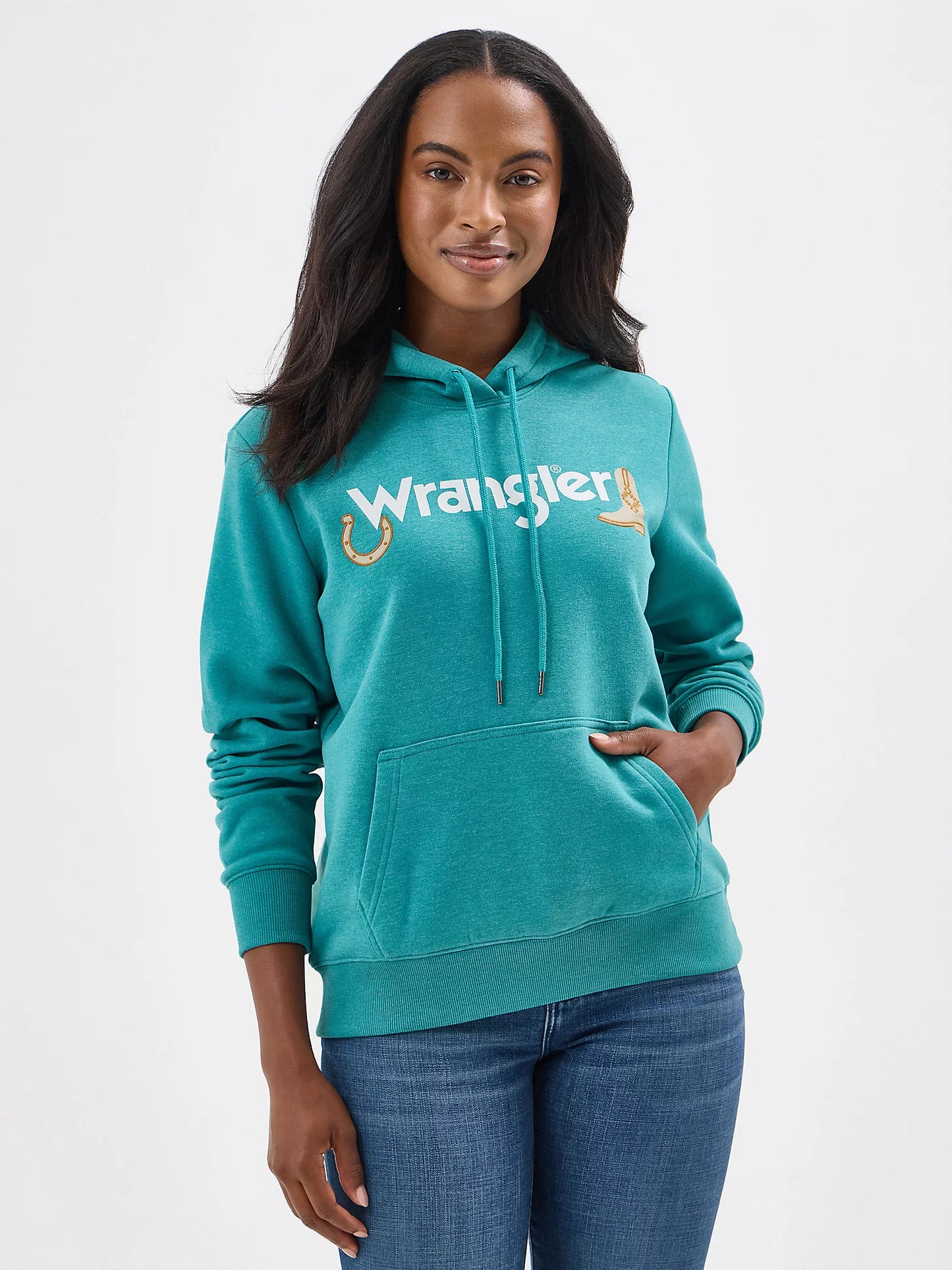 Women's Wrangler Western Graphic Hoodie in Green-Blue Slate