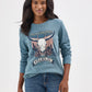 Women's Long Sleeve Thermal Graphic Tee in Goblin Blue