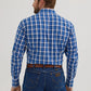 Men's Wrinkle Resist Long Sleeve Western Snap Plaid Shirt in Vivid Blue Plaid