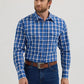 Men's Wrinkle Resist Long Sleeve Western Snap Plaid Shirt in Vivid Blue Plaid