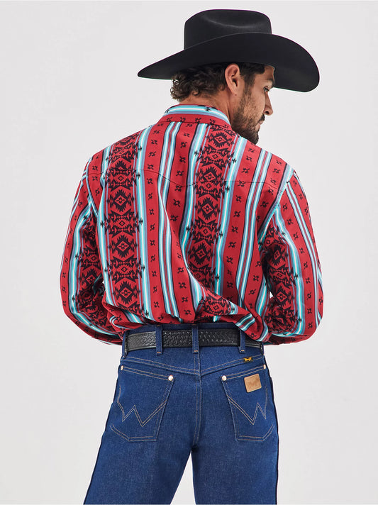 Men's Checotah® Long Sleeve Western Snap Printed Shirt in Sonoran Red