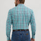 Men's Wrinkle Resist Long Sleeve Western Snap Plaid Shirt in Mint Plaid