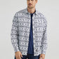 Men's Wrangler® Retro® Premium Long Sleeve Western Snap Printed Shirt in Navy Diamonds