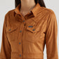 Women's Wrangler Sueded Western Snap Shirt Dress in Brown-Hailey