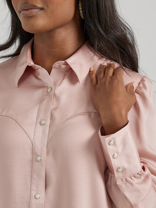 Women's Satin Rodeo Blouse in Pink