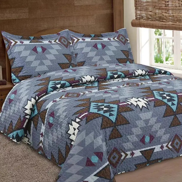 King Navajo 3pc Bedspread Quilt