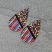 Leopard Leather Teardrop Earrings