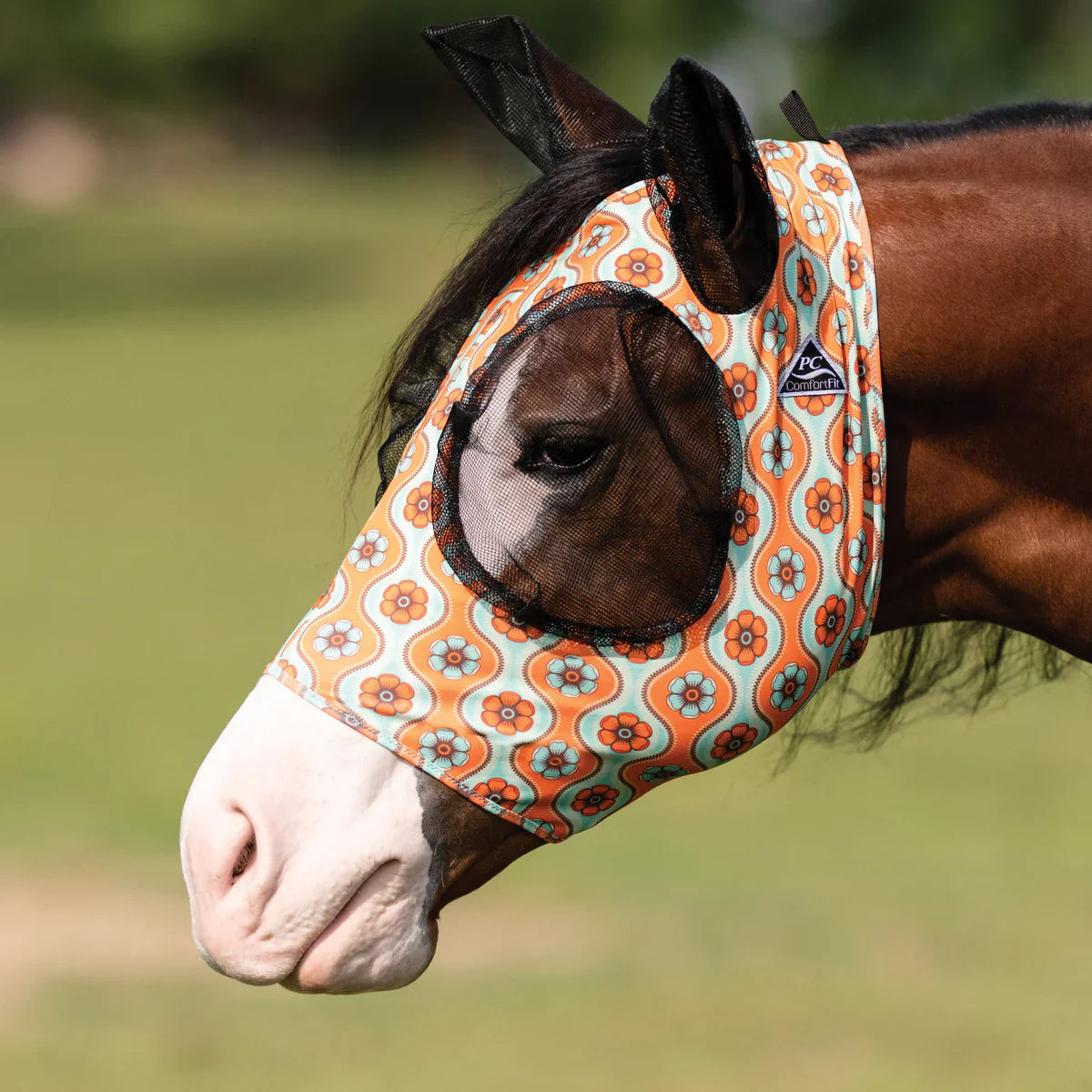 Comfort Fit Lycra Fly Mask -FLOWERS