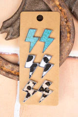 TIPI Libertyville Lightning Bolt Silvertone Earrings 3 Pair Set