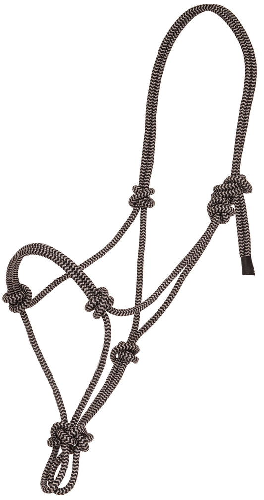 Mustang - Regular Horse Rope Halter - Black/Silver