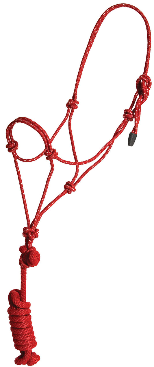 Mustang Yearling Eco Rope Halter and Lead - Red/White